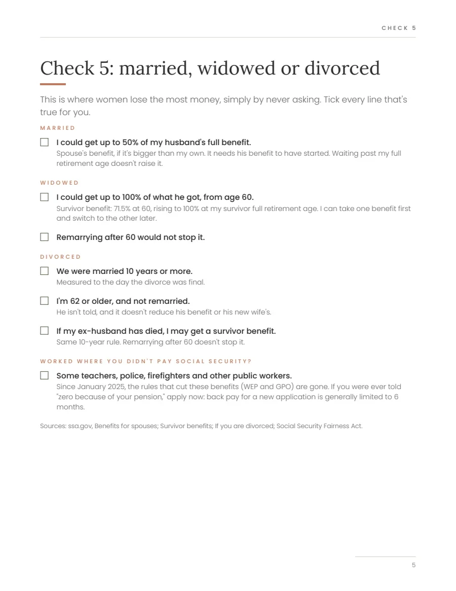 Page from The 10-Minute Social Security Check: Check 5
